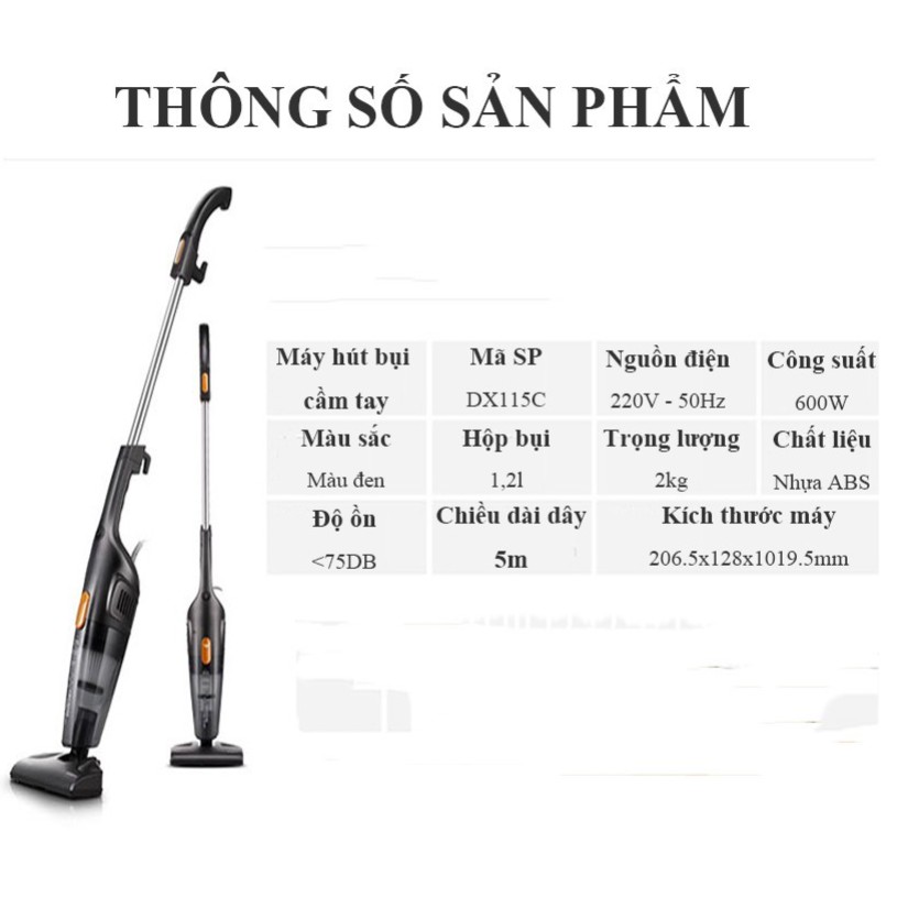 Máy Hút Bụi Deerma DX115C Công Suất 400W gia đình gia dụng 3 in1 đa năng