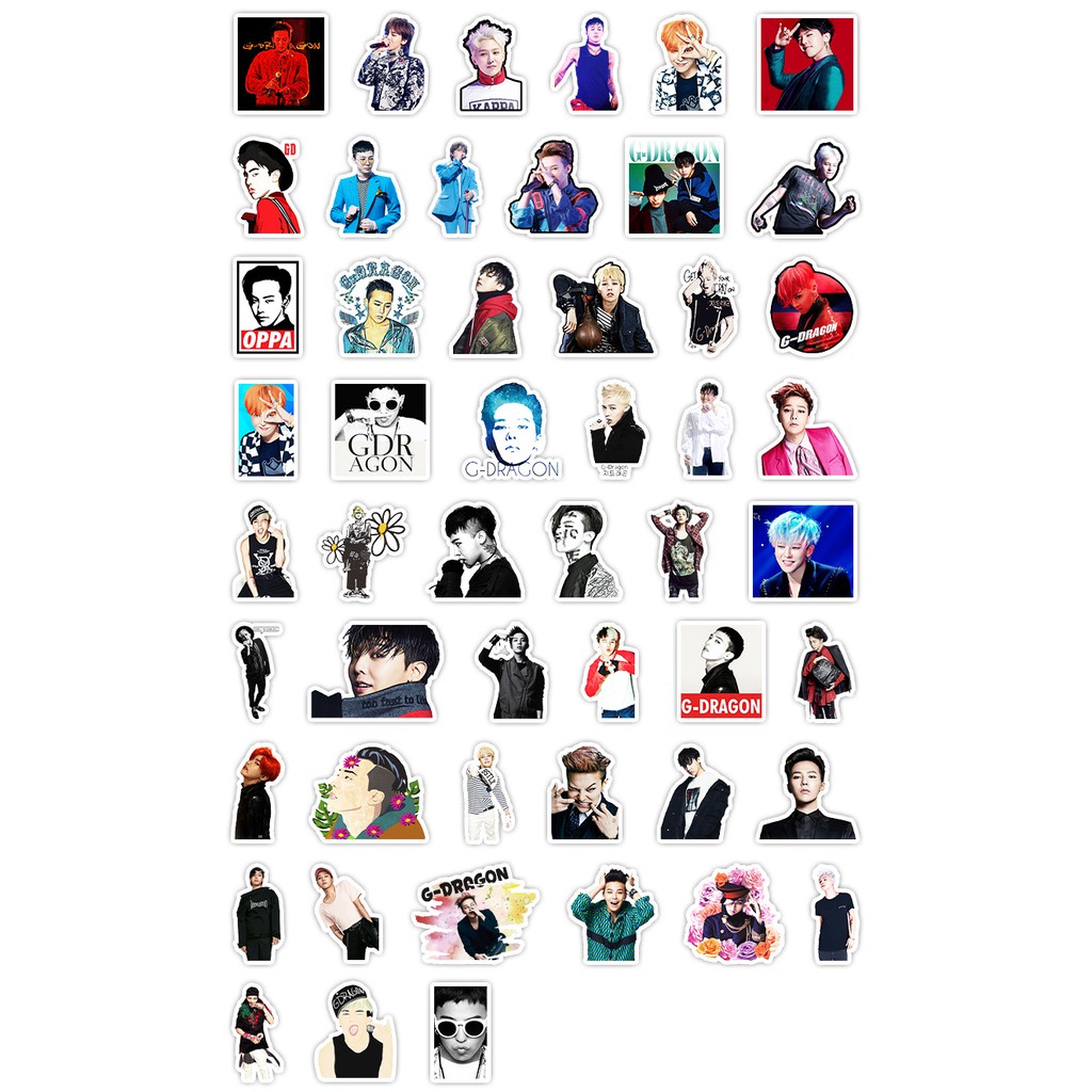 [Set 50 Cái] Sticker dán mũ bảo hiểm, trang trí laptop hình ban nhạc BIGBANG - DB.087