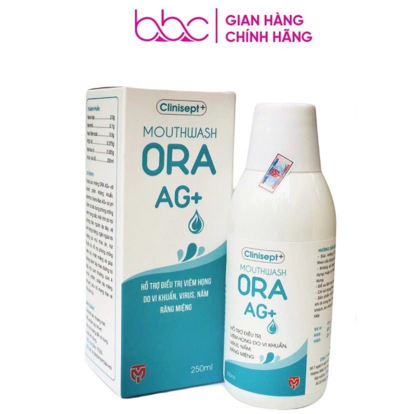 Nước súc miệng nano bạc ORA AG+ - khử mùi hôi miệng, ngừa nhiệt miệng, viêm họng 250ml