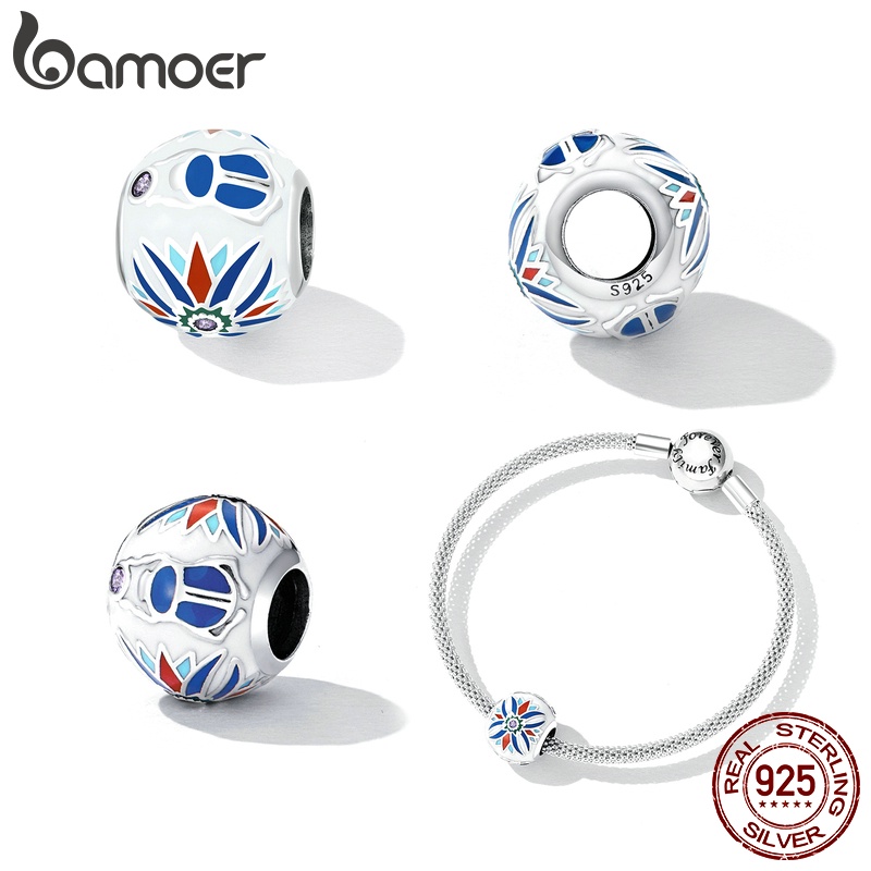 BAMOER Vòng cổ Bạc 925 Mặt Hình Hoa Sen Đính Đá Thời Trang Cho Nữ