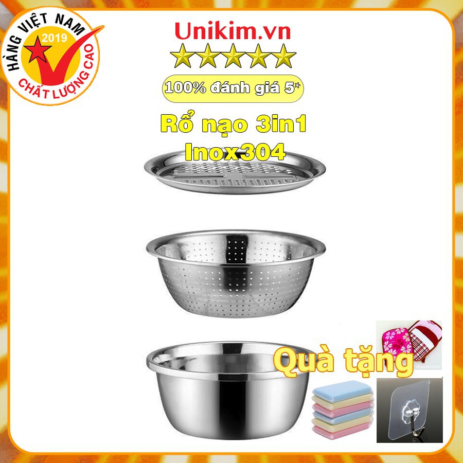 Set 3 Rổ nạo INOX long lanh sang chảnh _SỈ TOÀN QUỐC