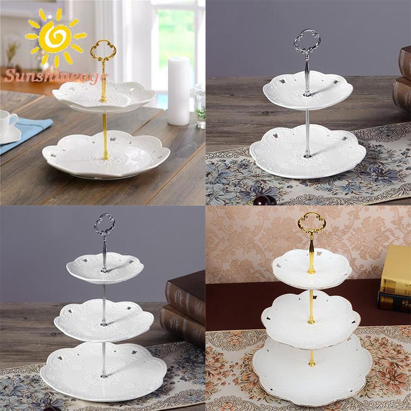 Bộ đĩa tầng dùng trang trí bánh cupcake / tráng miệng thiết kế tiện lợi