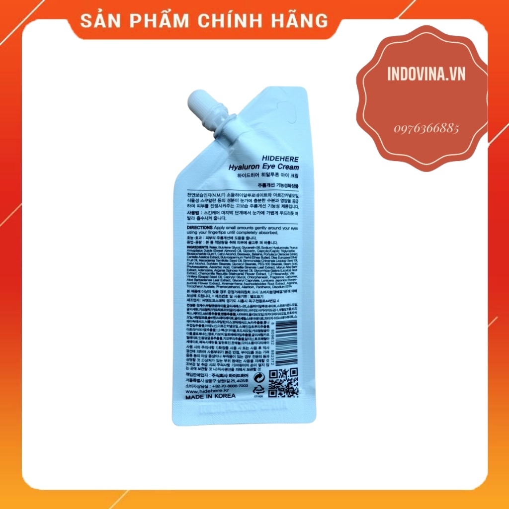Kem Chống Nhăn Vùng Mắt 💓Mỹ Phẩm Hàn Quốc HIDEHERE Hyaluron Eye Cream Giúp Da Căng Mọng Tự Nhiên Siêu Cấp Ẩm An Toàn | BigBuy360 - bigbuy360.vn