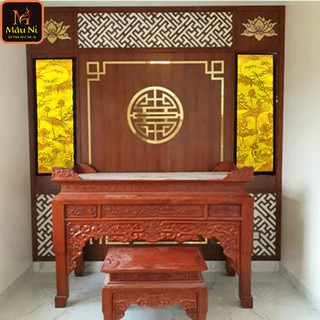 [ đèn treo bàn thờ  ] Đèn thờ Tranh trúc chỉ in MÂU NI 198, cặp 2 vách 41x127cm cho bàn thờ, vách thờ, tủ thờ