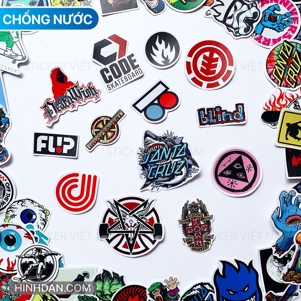 Sticker VÁN TRƯỢT Skateboard SIÊU CHỐNG NƯỚC dán trang trí nón bảo hiểm, laptop, vali, đàn guitar