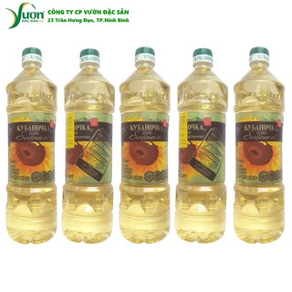 Combo 05 Chai 01 lít Dầu ăn Nga nhập khẩu nguyên chai KUBANOCHKA - Vườn Đặc sản