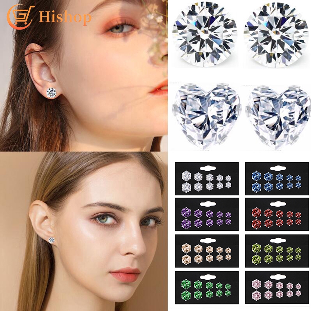 Bông Tai Hishop Cho Nữ Đính Đá Lấp Lánh Hợp Thời Trang