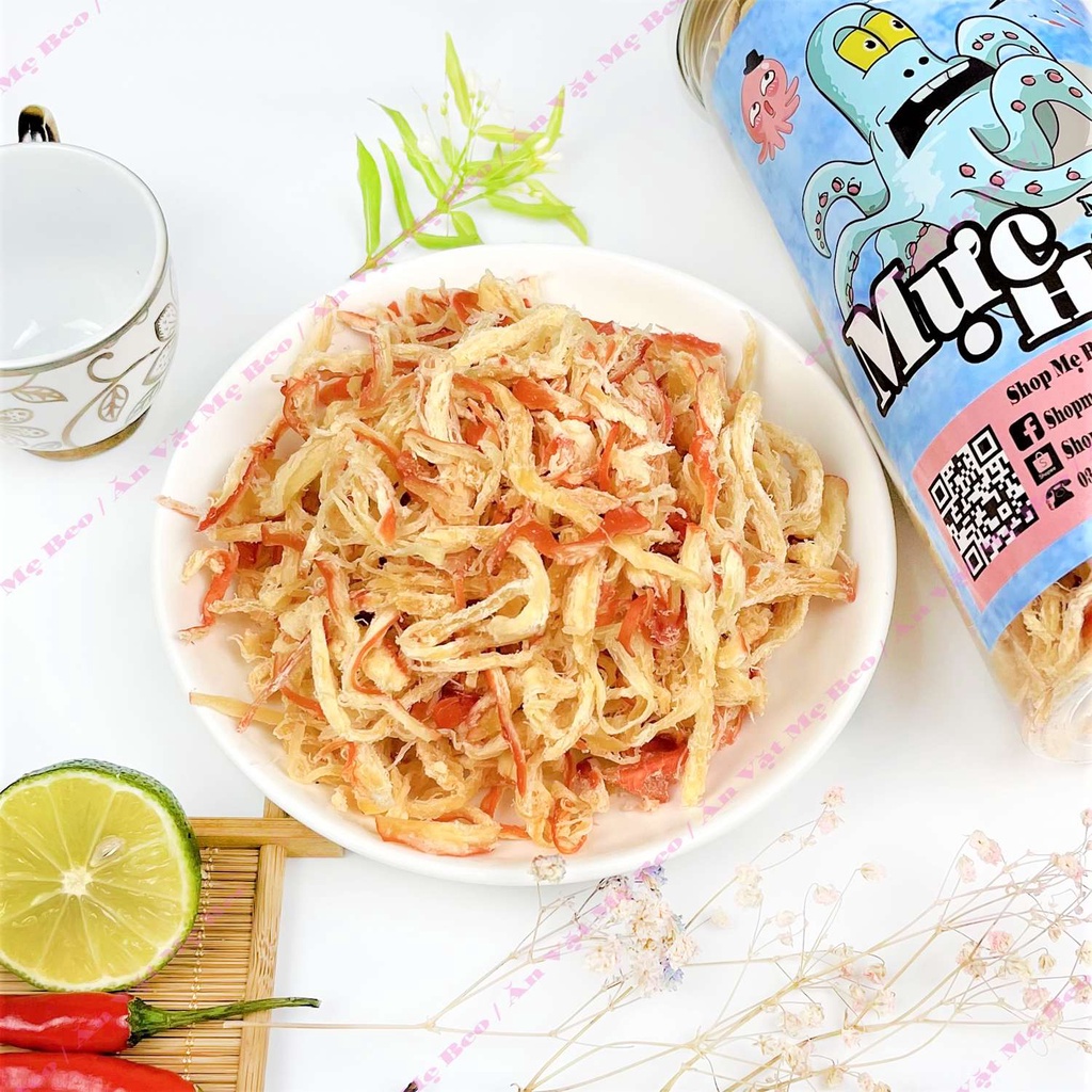 Mực hấp nước dừa xé sợi 300Gr Mẹ Beo ăn vặt cực ngon