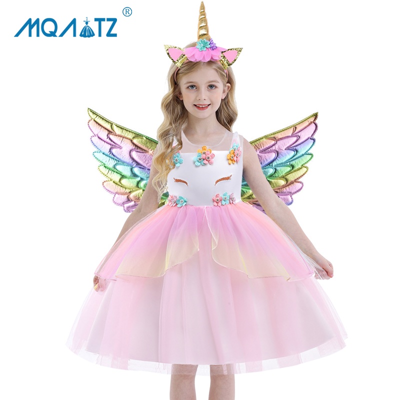 Mqatz Đầm Hóa Trang Công Chúa Hình Kỳ Lân Màu Hồng Cho Bé Gái 2-10 Tuổi djs020