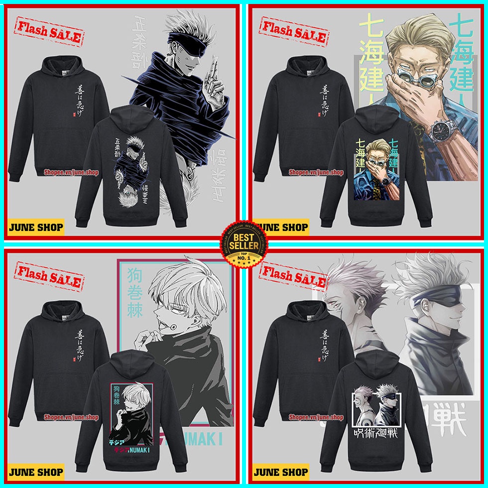 Áo Khoác Jujutsu Kaisen, Áo Khoác Anime in hình Gojo Satoru chất nỉ bông, cực đẹp