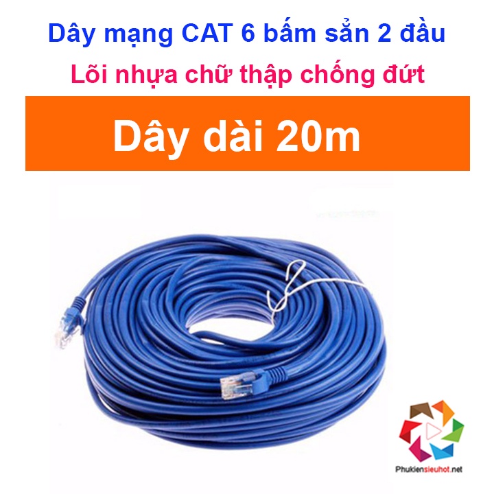 Dây mạng CAT 6 AMPLX bấm sẵn 2 đầu 2 m / 5m / 10m / 15m / 20m / 25m