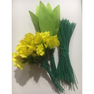 Set phụ kiện trang trí hoa mai giả (kẽm, lá, nụ hoa)