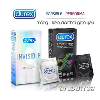 Bao cao su durex performa kéo dài thời gian qh & bcs durex invisible siêu mỏng bán chạy nhất thị trường
