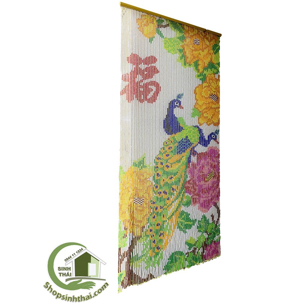 Rèm màn chuỗi hạt nhựa hình chim công nhiều màu 1m x 2m - rèm sanko cao cấp - giao màu ngẫu nhiên