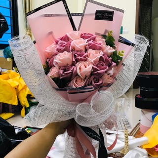 (Free Ship) Bó hoa sáp 25 bông sang chảnh
