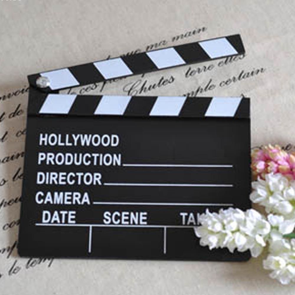 WMES1 Vide Film Cut Scene Movie Clapperboard Wooden Prop Clapper Tool Board/Multicolor