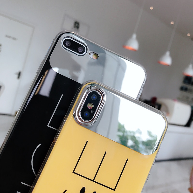 Iphone 6 7 8 X XR XS Max Nice Smile Face Mirror ốp lưng điện thoại mềm mirror case