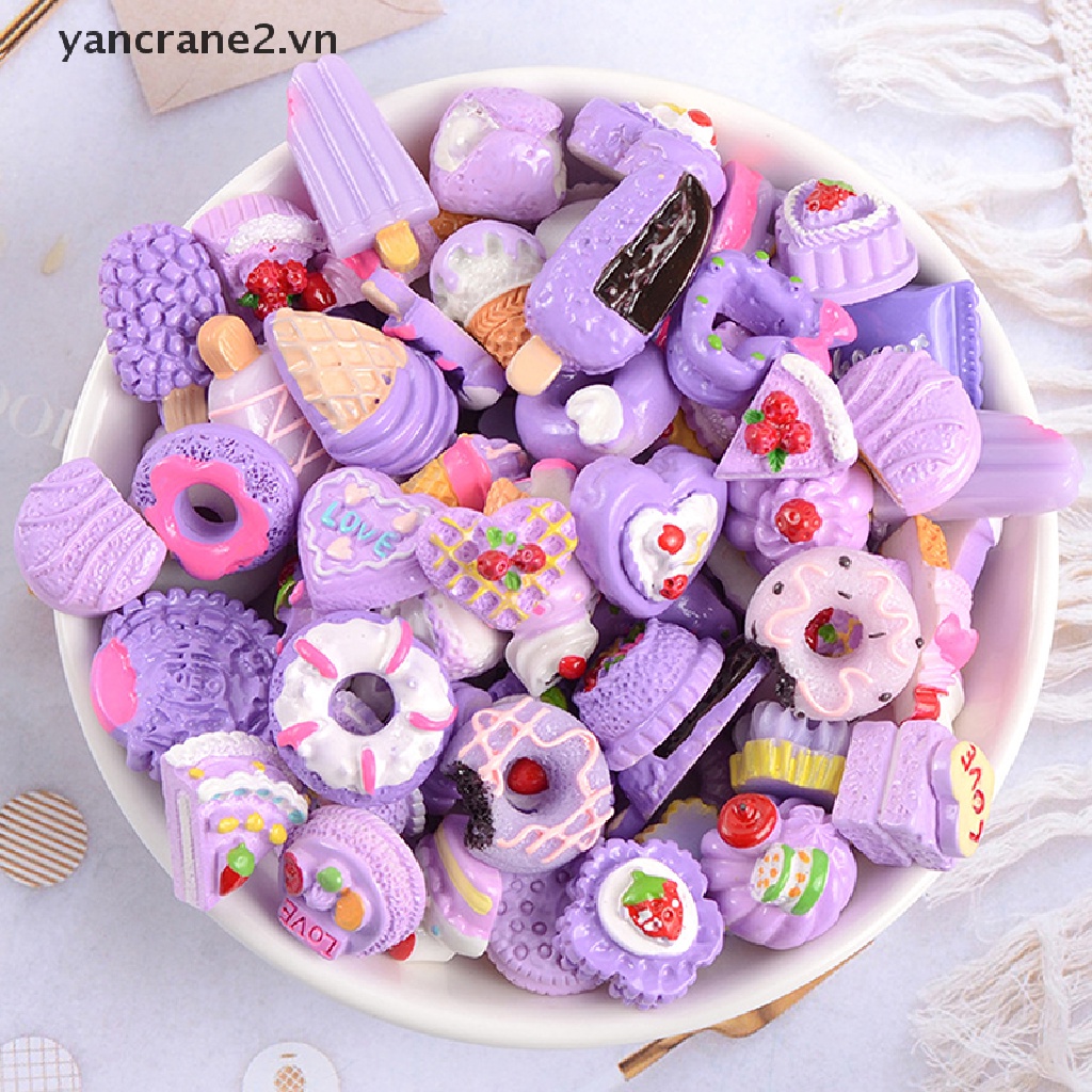 Bộ 10 Phụ Kiện Trang Trí Điện Thoại / Kẹo Hình Bánh Kem Diy Bằng Nhựa Resin {yancrane2.vn}