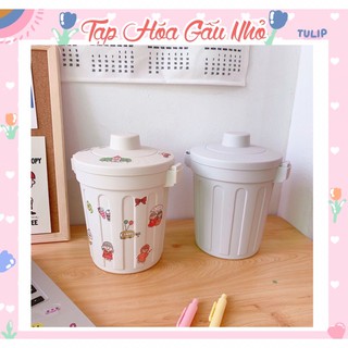 Thùng rác để bàn decor có nắp đậy tiện dụng xinh xắn - taphoagaunho