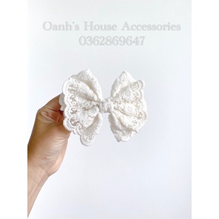 Kẹp nơ ren hoa size 12cm
