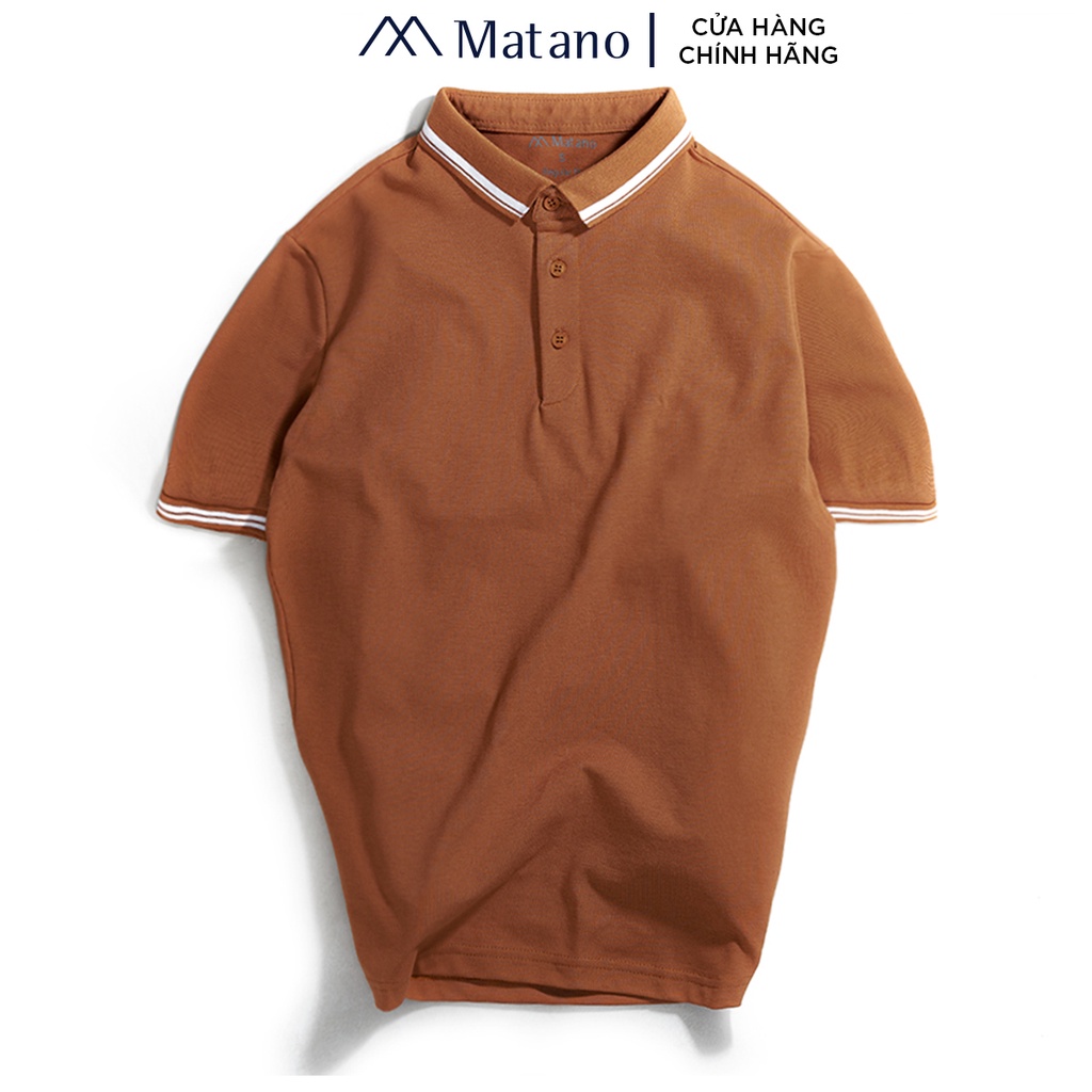 Áo polo nam đẹp MATANO 030 - Áo thun polo nam có cổ trụ bẻ, vải cá sấu cotton cao cấp, bo dệt kẻ sọc trắng đơn giản