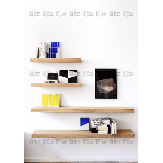 Kệ gỗ treo tường  kích thước tùy chọn + phụ kiện HUY_Decor