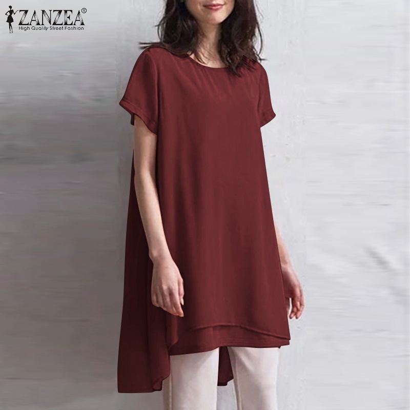 Áo voan ZANZEA ngắn tay cổ tròn thời trang cho nữ