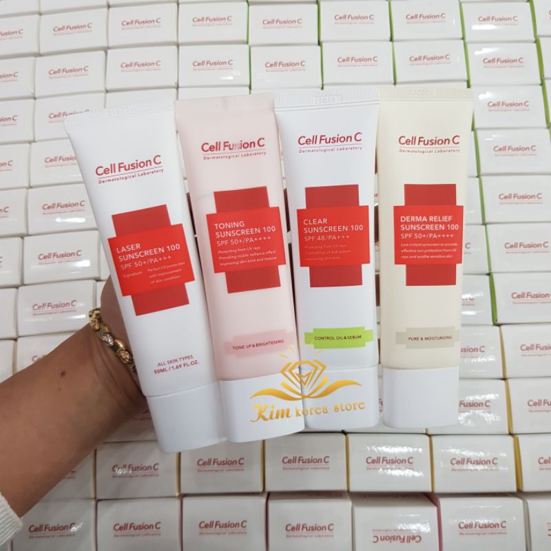 Kem chống nắng nâng tone kiềm dầu có thể thay kem nền cho da nhạy cảm Cell fusion C Sunscreen 100 mẫu mới kèm bill chuẩn