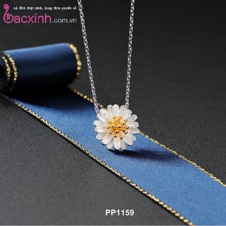Bộ dây chuyền liền mặt trang sức bạc Ý S925 - Cúc họa mi