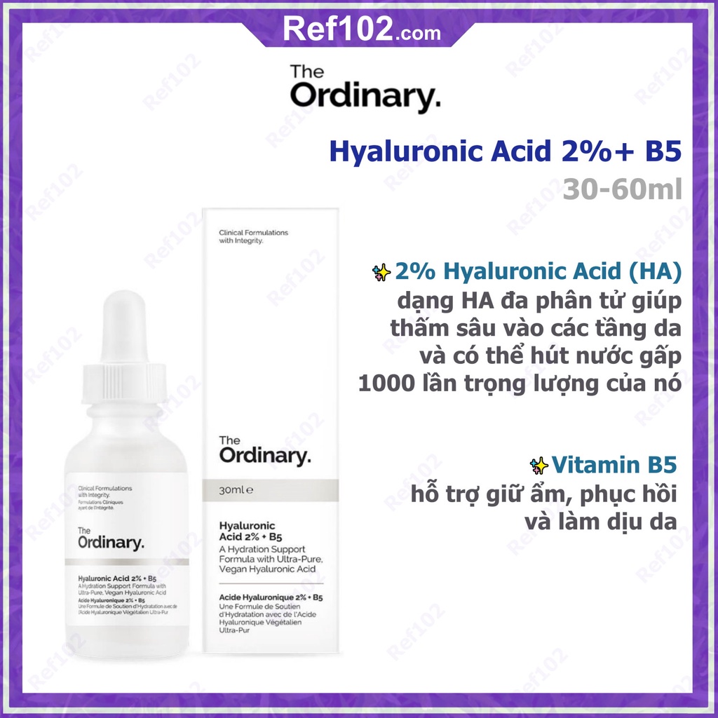 Serum dưỡng ẩm phục hồi The Ordinary HA Hyaluronic Acid 2% + B5 [Bản US]