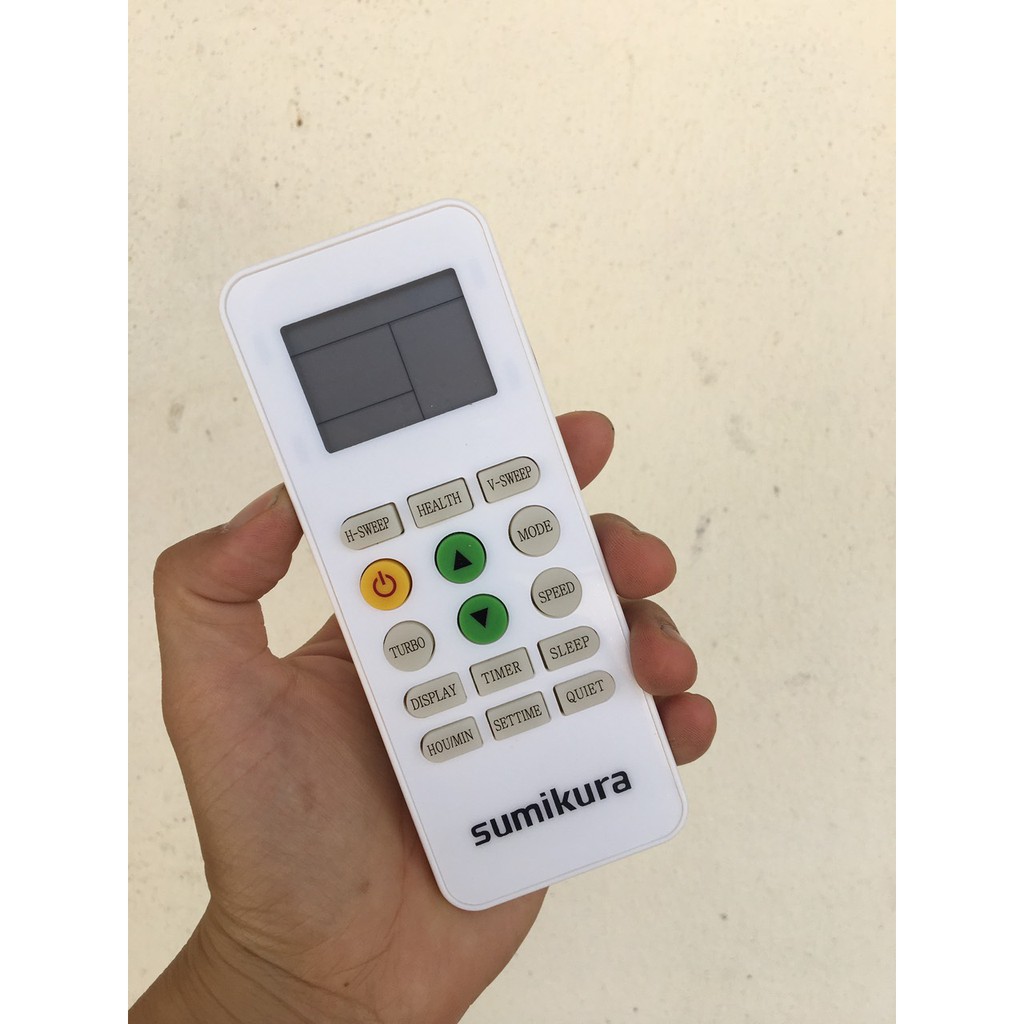 Remote Điều khiển Điều hòa Sumikura nút tắt mở màu vàng ,Remote Sumikura 2 nút xanh