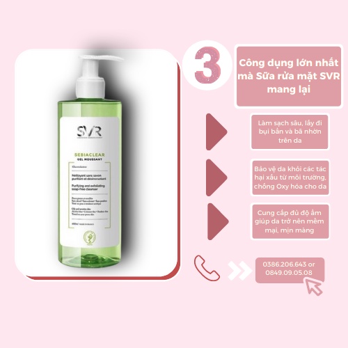 Sữa Rửa Mặt SVR SebiaClear Gel Moussant, Sữa Rửa Mặt Cho Da Dầu, Nhạy Cảm, SRM SVR 55ml, 200ml, 400ml SRM491 | BigBuy360 - bigbuy360.vn