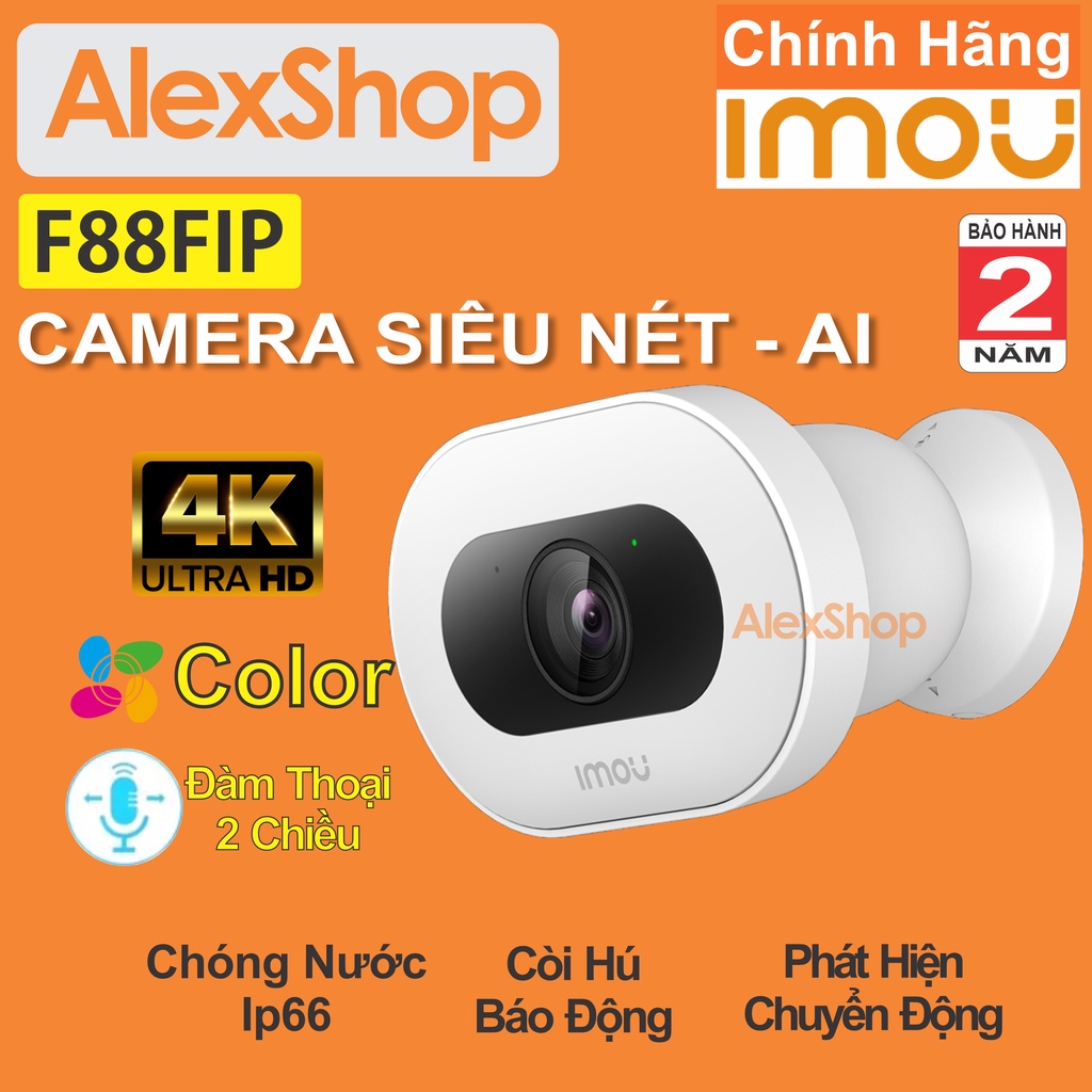Camera Ngoài Trời F88FIP Phân Giải 4K Siêu Nét, Phát Hiện AI, Chóng Nước, Đêm Có Màu