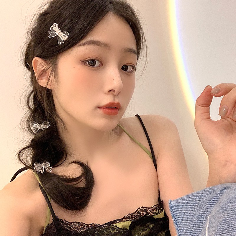 kẹp tóc hình nơ màu trong suốt hot hit