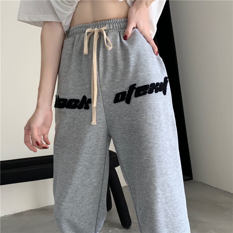 Quần ống rộng Có Khóa Kéo In Chữ Thiết Kế Mới Năng Động Thời Trang Dành Cho Nữ
