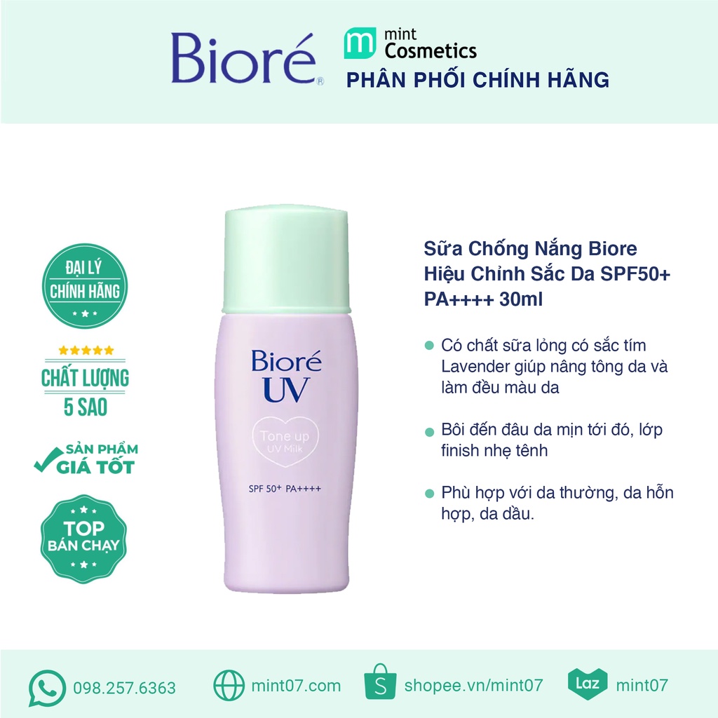 Sữa Chống Nắng Biore Hiệu Chỉnh Sắc Da SPF50+ PA++++