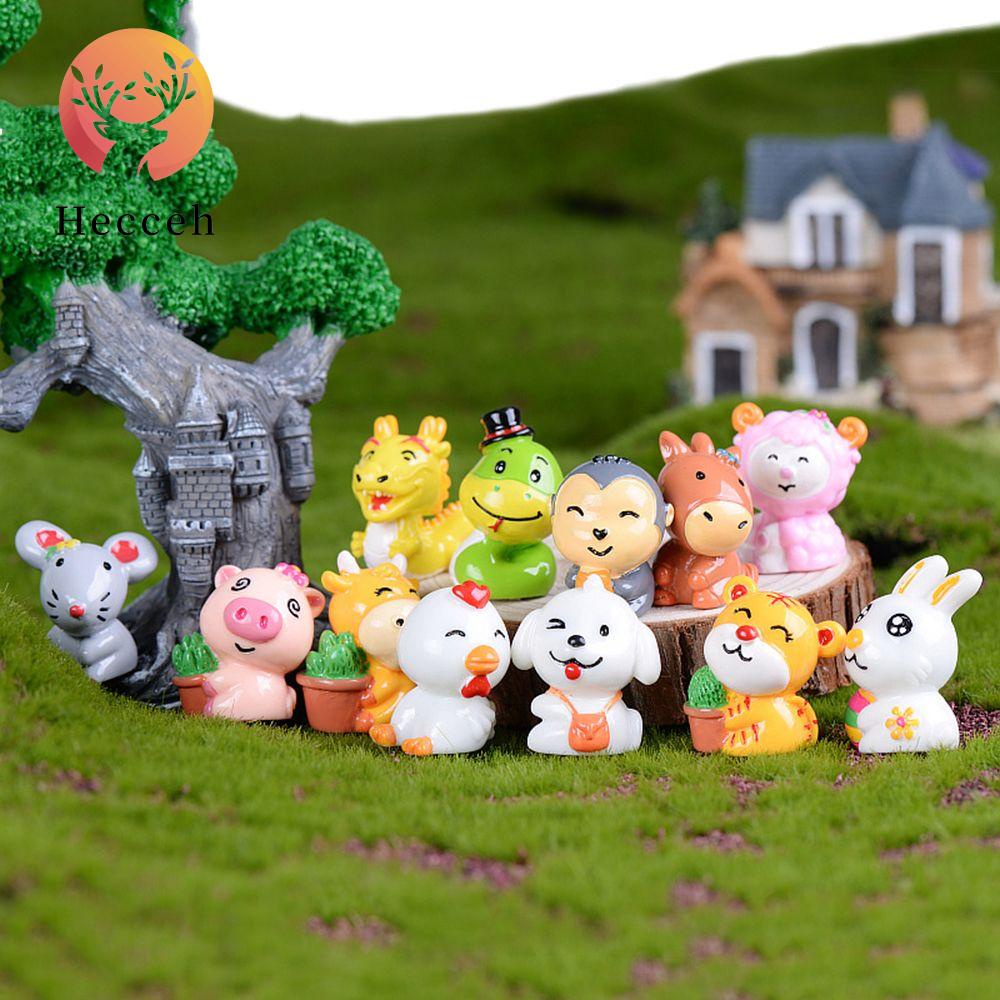 ⚝Hecceh⚝ Set 12 Mô Hình Động Vật Mini Trang Trí Vườn