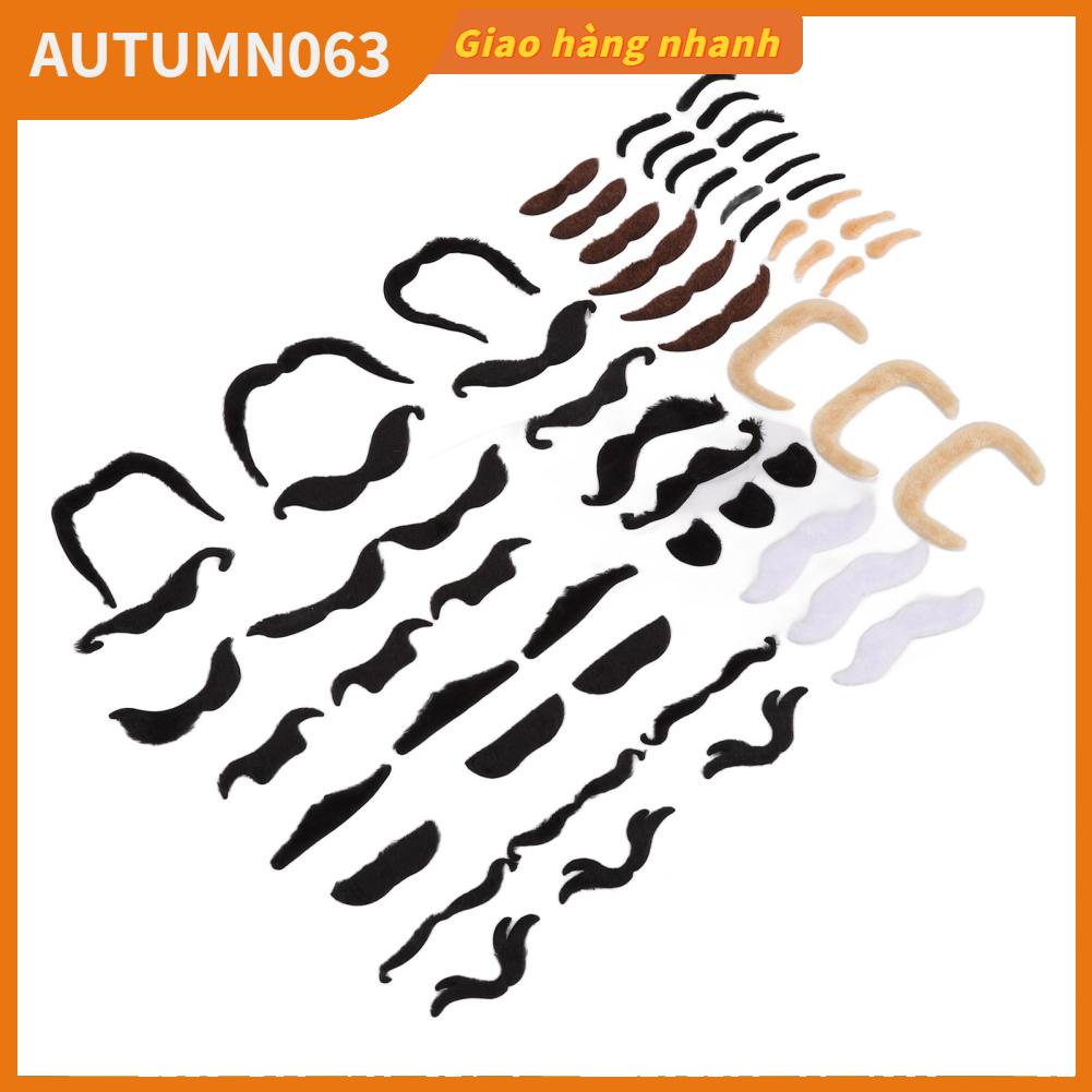 Autumn063 Bộ râu mày giả lông và ria mép nhân tạo hình bích ngắn với keo dán mặt sau cho bữa tiệc chủ đề