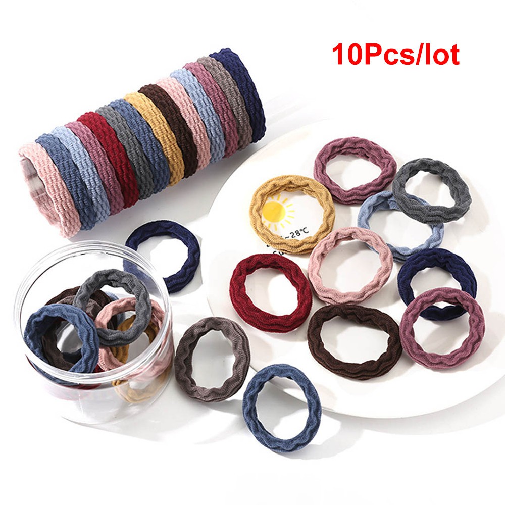 (Hàng Mới Về) Bộ 10 Dây Cột Tóc Co Giãn Đáng Yêu Cho Bé Gái