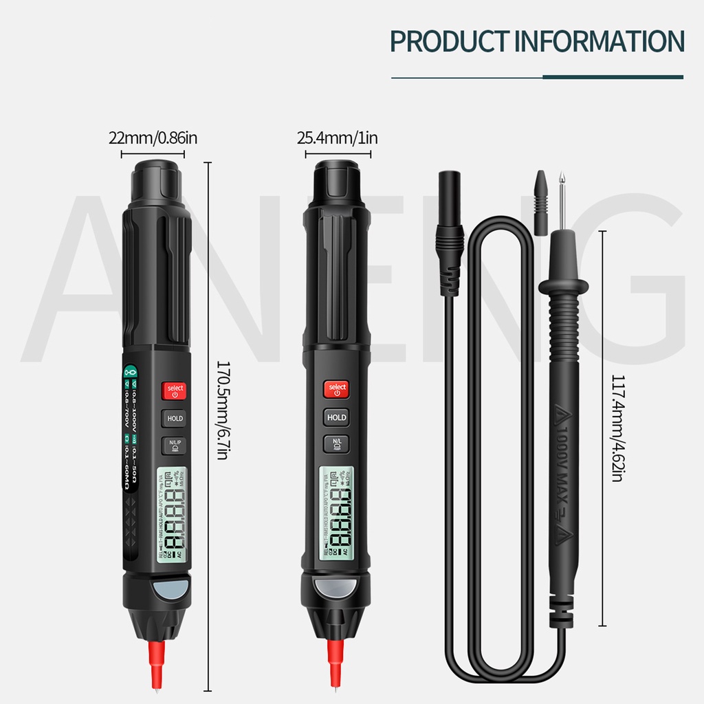 Bút thử điện vạn năng QHTITEC A3008 kỹ thuật số 6000 số đếm cảm biến thông minh tự động không tiếp xúc
