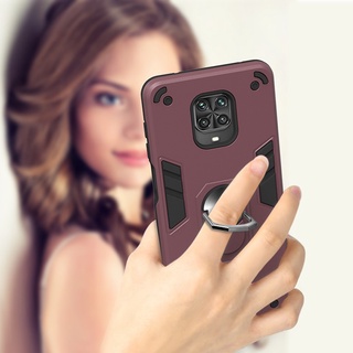 Ốp điện thoại armor nhám có giá đỡ dạng vòng tròn từ tính thời trang cho xiaomi redmi note 9s redmi note 9 pro note 8 8t note 7 pro