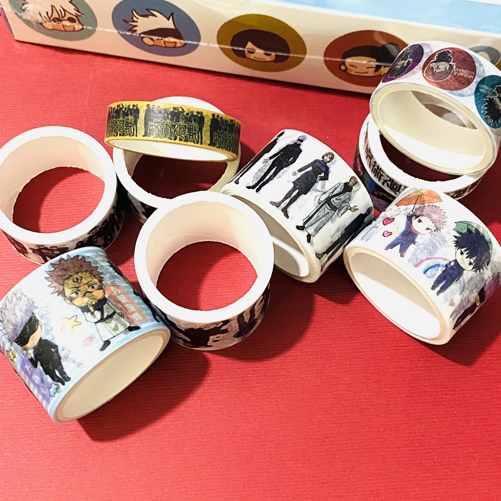 Băng dính CHÚ THUẬT HỒI CHIẾN Jujutsu Kaisen washi tape sticker anime chibi trang trí xinh xắn