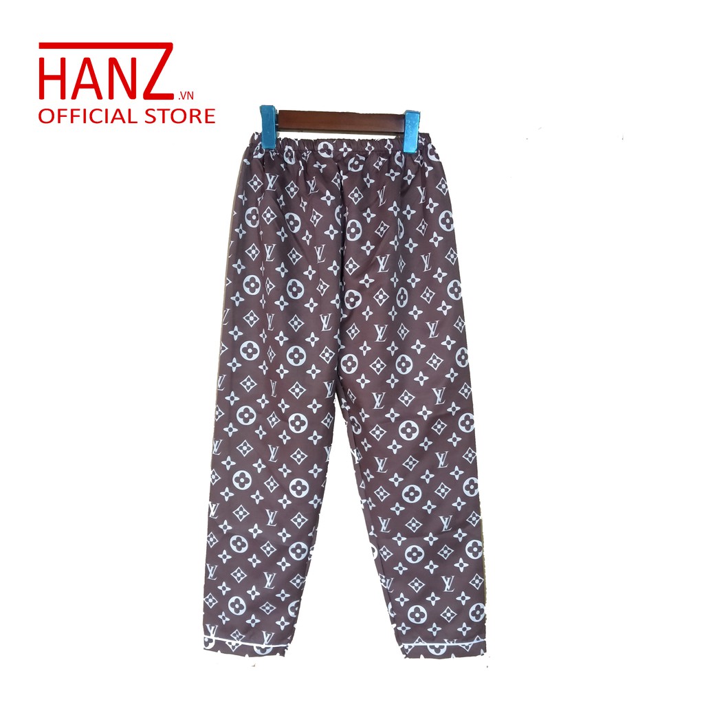 Bộ ngủ pijama lụa kate thái áo dài quần dài bộ mặc nhà mềm mại dễ thương H 1 Nâu L.V