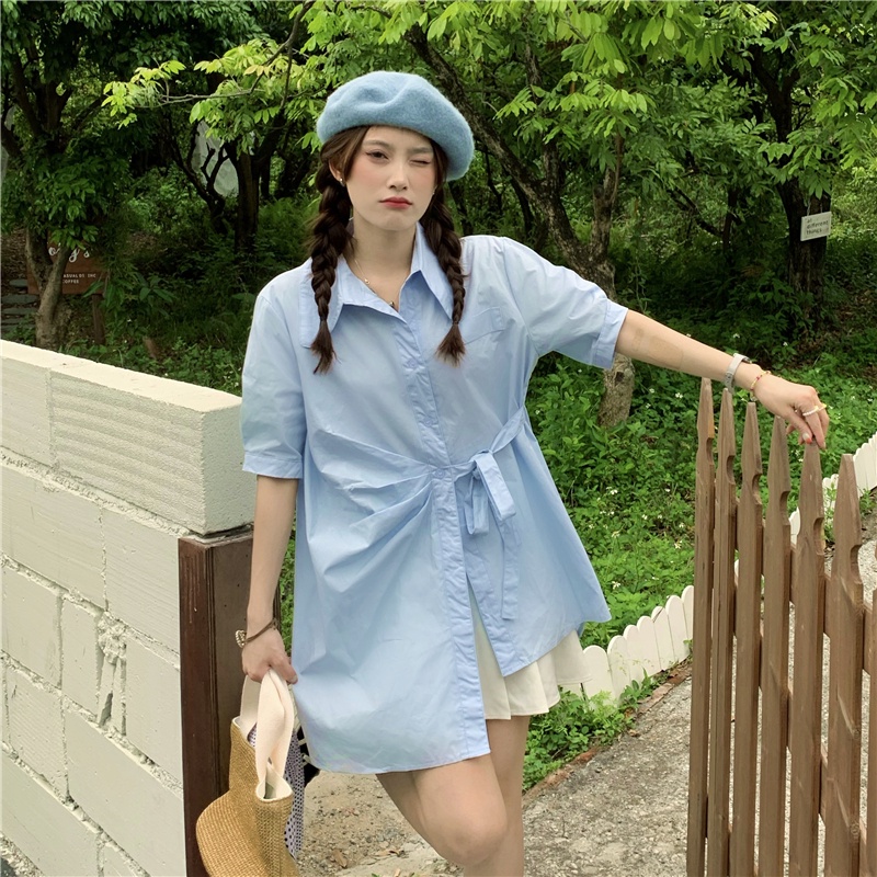 Áo Sơ Mi Tay Ngắn Cổ polo Dáng Rộng Thời Trang Hàn Quốc Cho Nữ