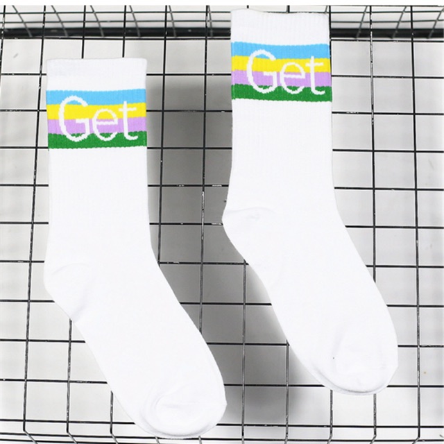 Vớ tất cầu vồng  chữ “Get” hàng Quảng Châu