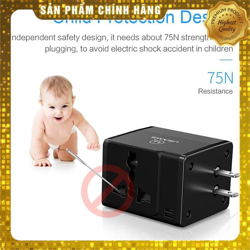 Adapter sạc nhanh du lịch chính hãng USAMS T2 Hỗ trợ 2 cổng sạc tiêu chuần 1A đa năng