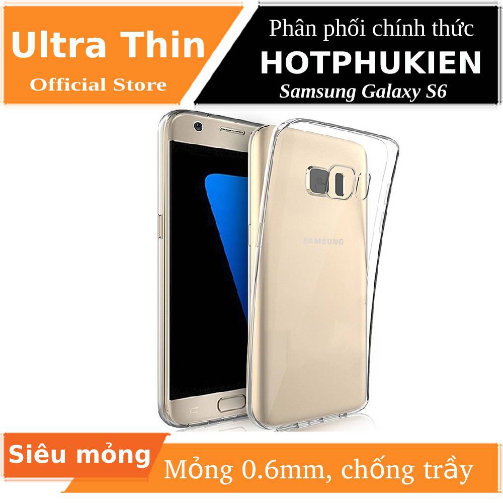 Ốp lưng Samsung Galaxy S6 Edge dẻo silicon trong suốt Ultra Thin - Phân phối hotphukien