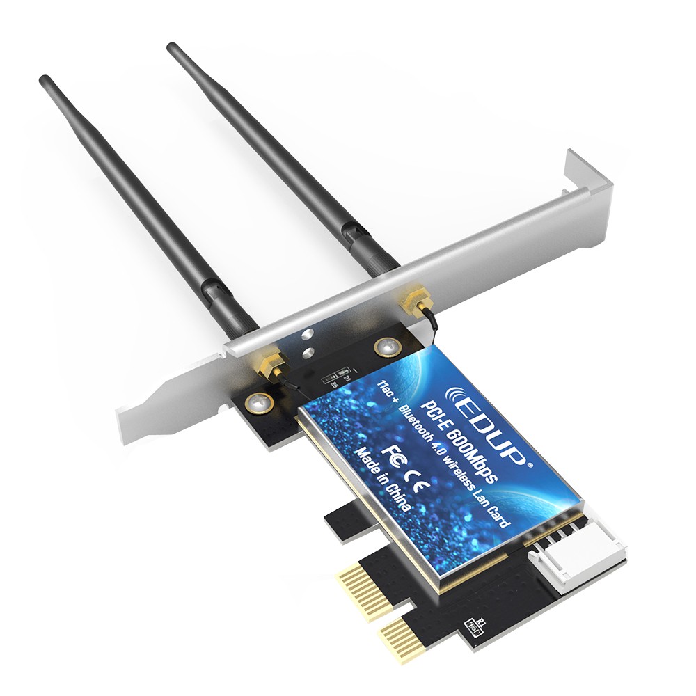 【Hot Sale？？】EDUP PCI-E 600Mbps WiFi Card Bluetooth 4.0 Adapter 2.4GHz/5GHz Dual Band Wireless Network Card with Antennas for Desktop PC