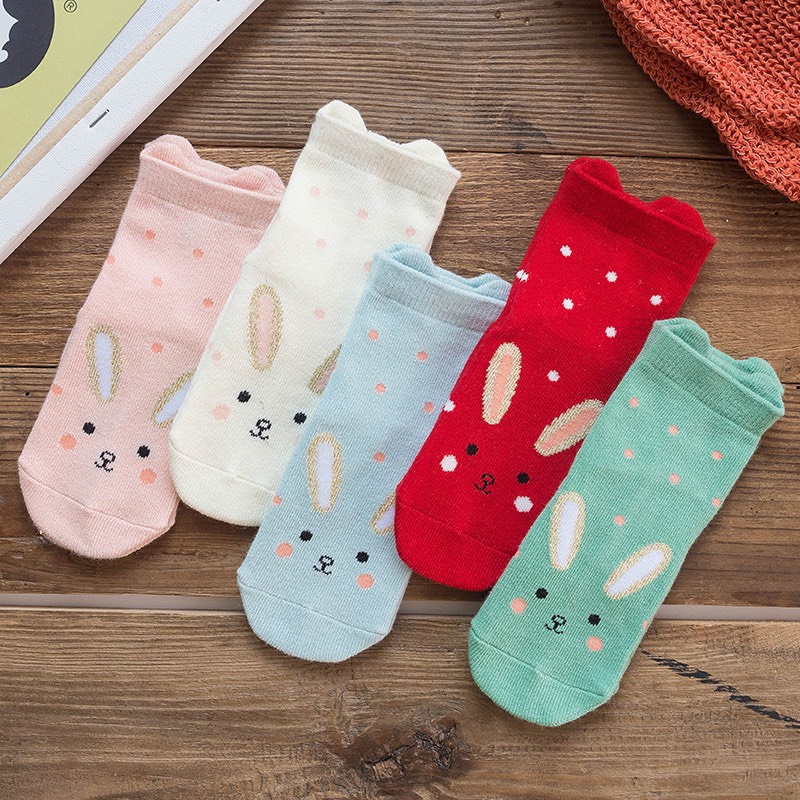 Set  5 đôi tất cao cổ hình hoa đáng yêu cho bé gái- Vớ trẻ em điệu đà cổ cao cotton thoáng mát