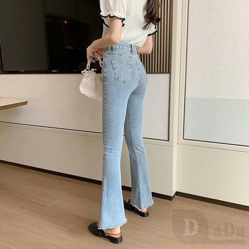 Daduhey Quần Jean Ống Loe Lưng Cao Phong Cách Năng Động Dành Cho Phụ Nữ